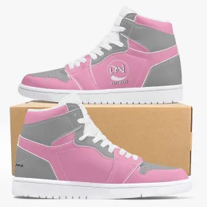 High-Top Leather Sneakers - Gray And Pink