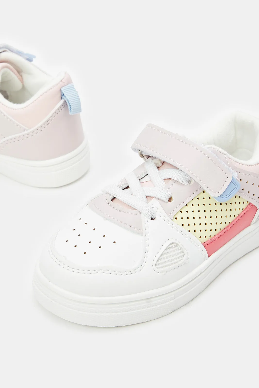 Infant Girls White Color Block Sneaker