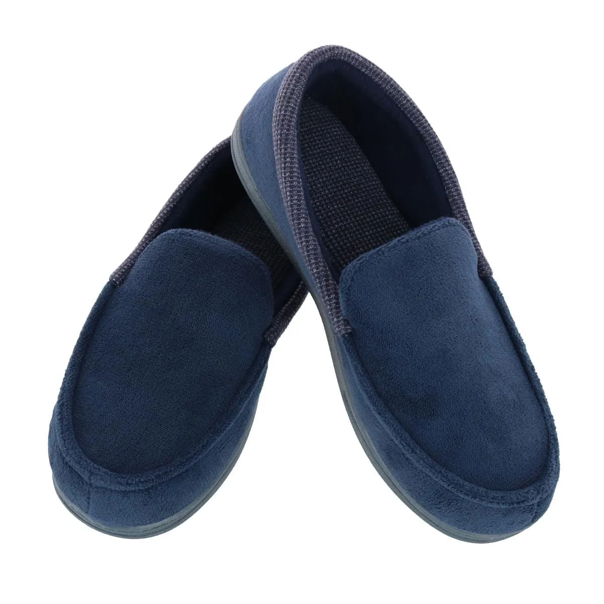 Isotoner Men's Microterry and Waffle Travis Moccasin Slipper