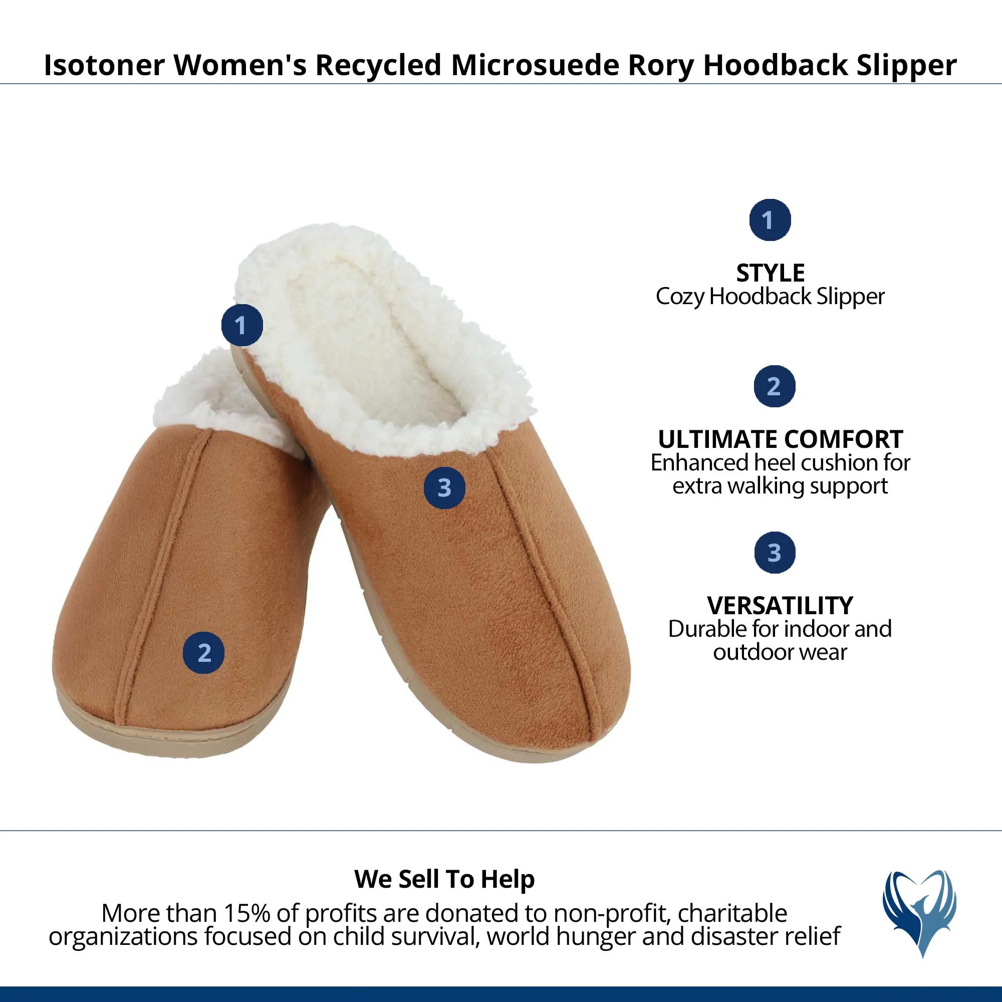 Isotoner Women's Recycled Microsuede Rory Hoodback Slipper