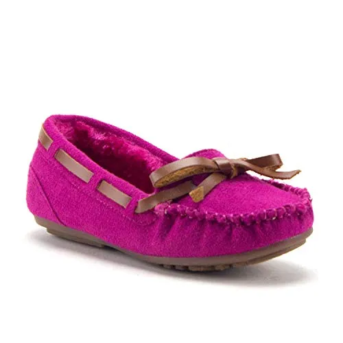 Jazamé Little Girls Tasha Warm Fur Lined Slip On Cozy Moccasins Casual Flats Shoes