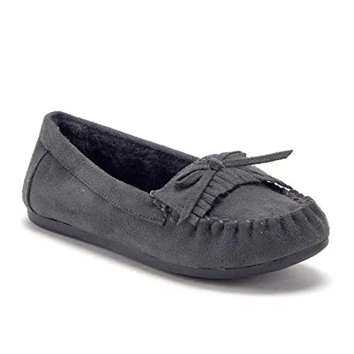 Jazamé Little Girls Tasha Warm Fur Lined Slip On Cozy Moccasins Casual Flats Shoes