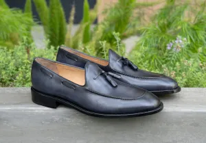 Jean Pierre Calfskin Tasseled Loafer Charcoal