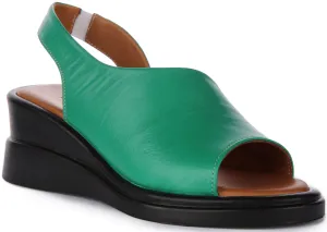 Justinreess England Nessa Wedge Sandal In Green For Women