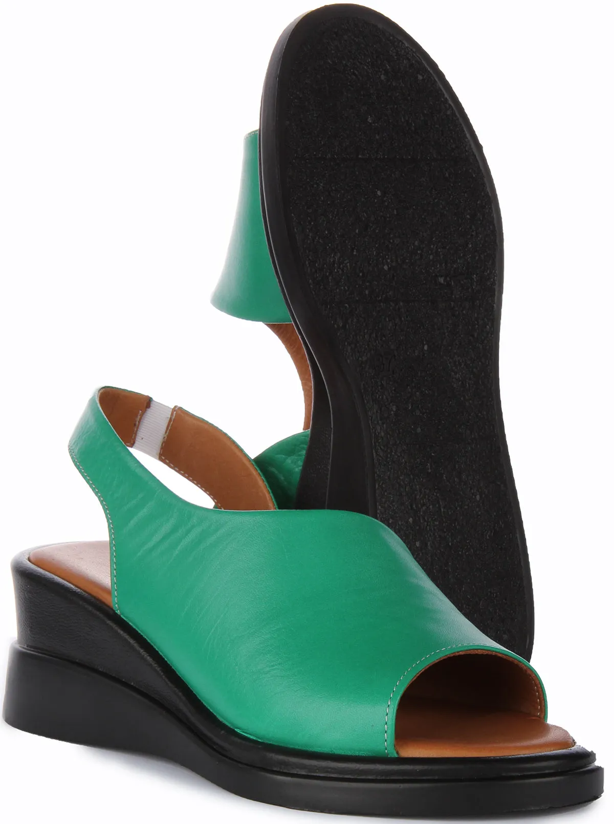 Justinreess England Nessa Wedge Sandal In Green For Women