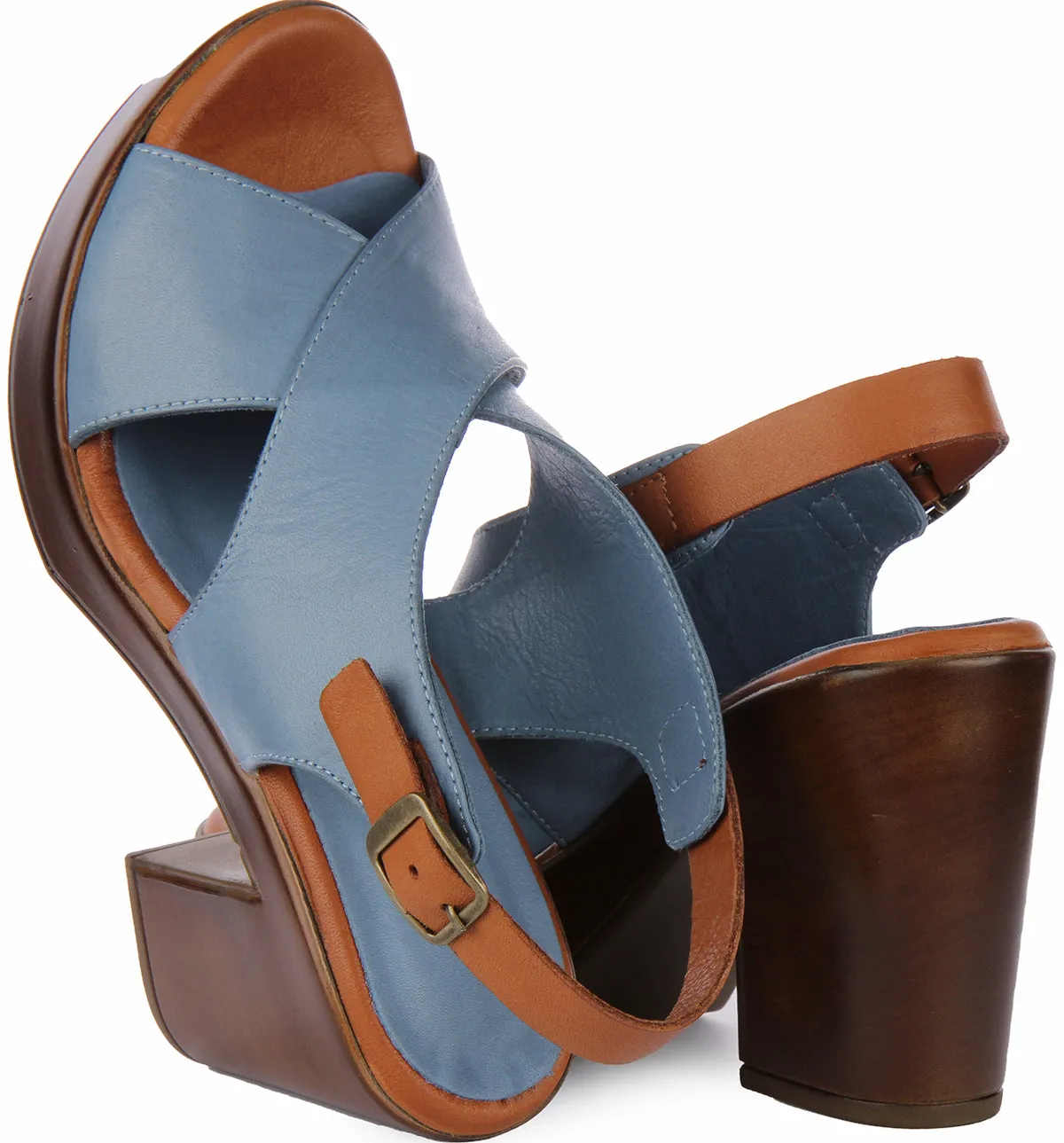 Justinreess England Vida Open Toe Sandal In Blue For Women