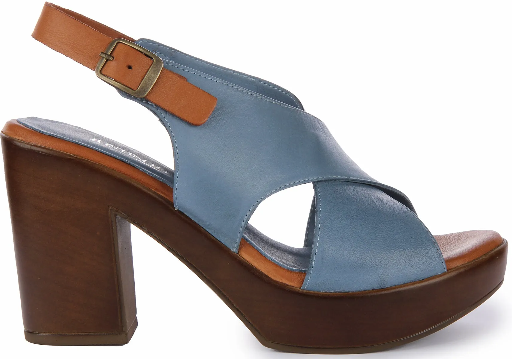 Justinreess England Vida Open Toe Sandal In Blue For Women