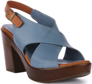 Justinreess England Vida Open Toe Sandal In Blue For Women