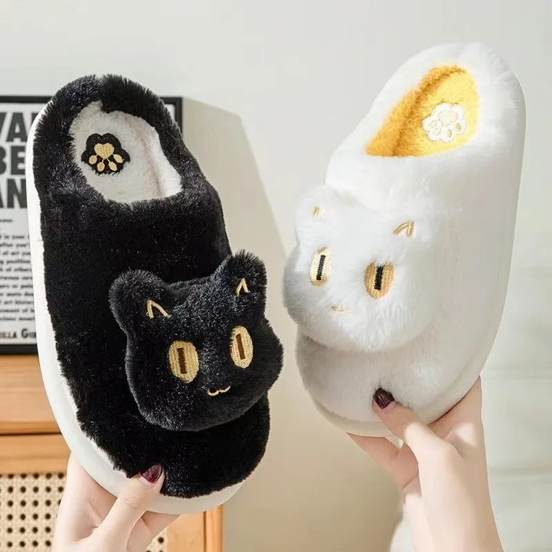 Kawaii Fluffy Cat Plush Slippers