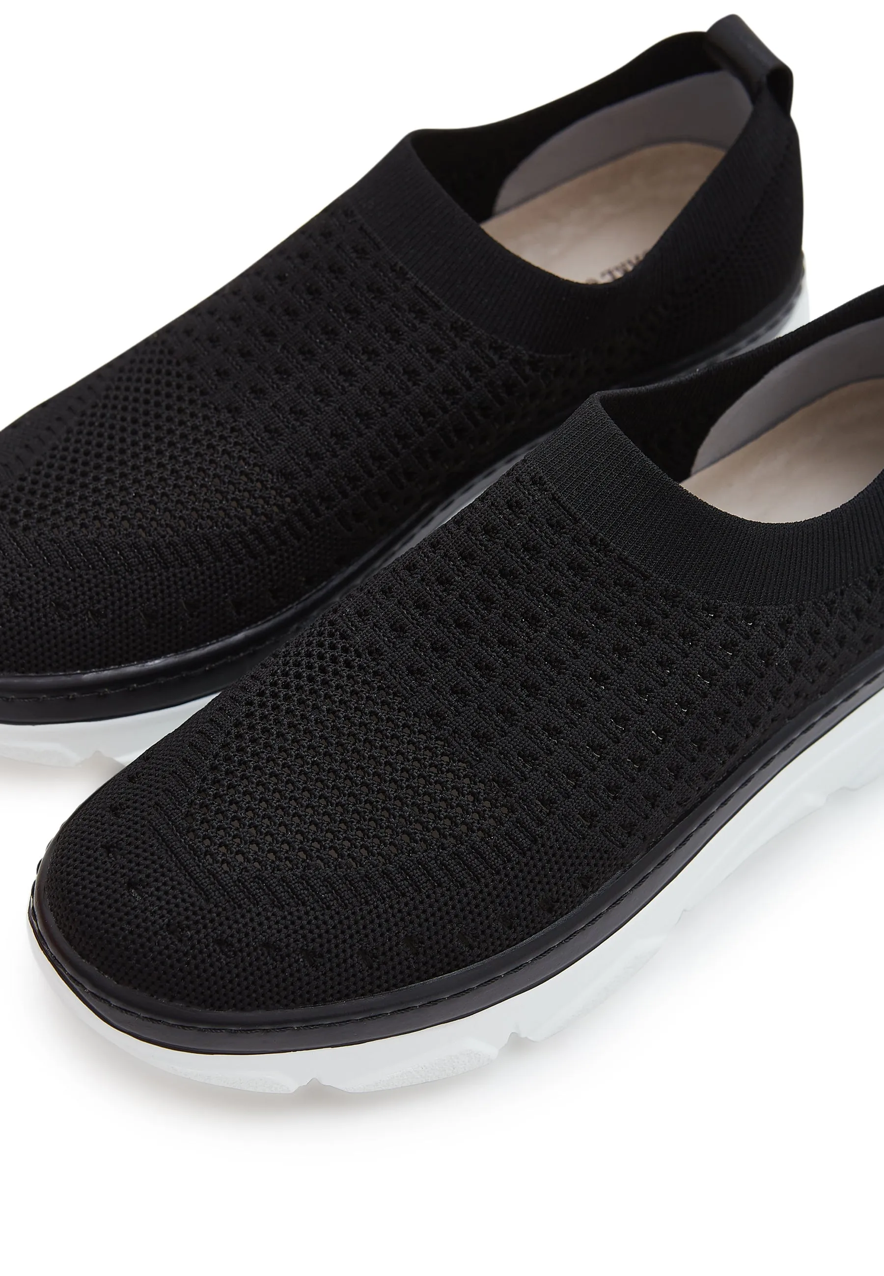 Knit Slip-On Sneakers - Black