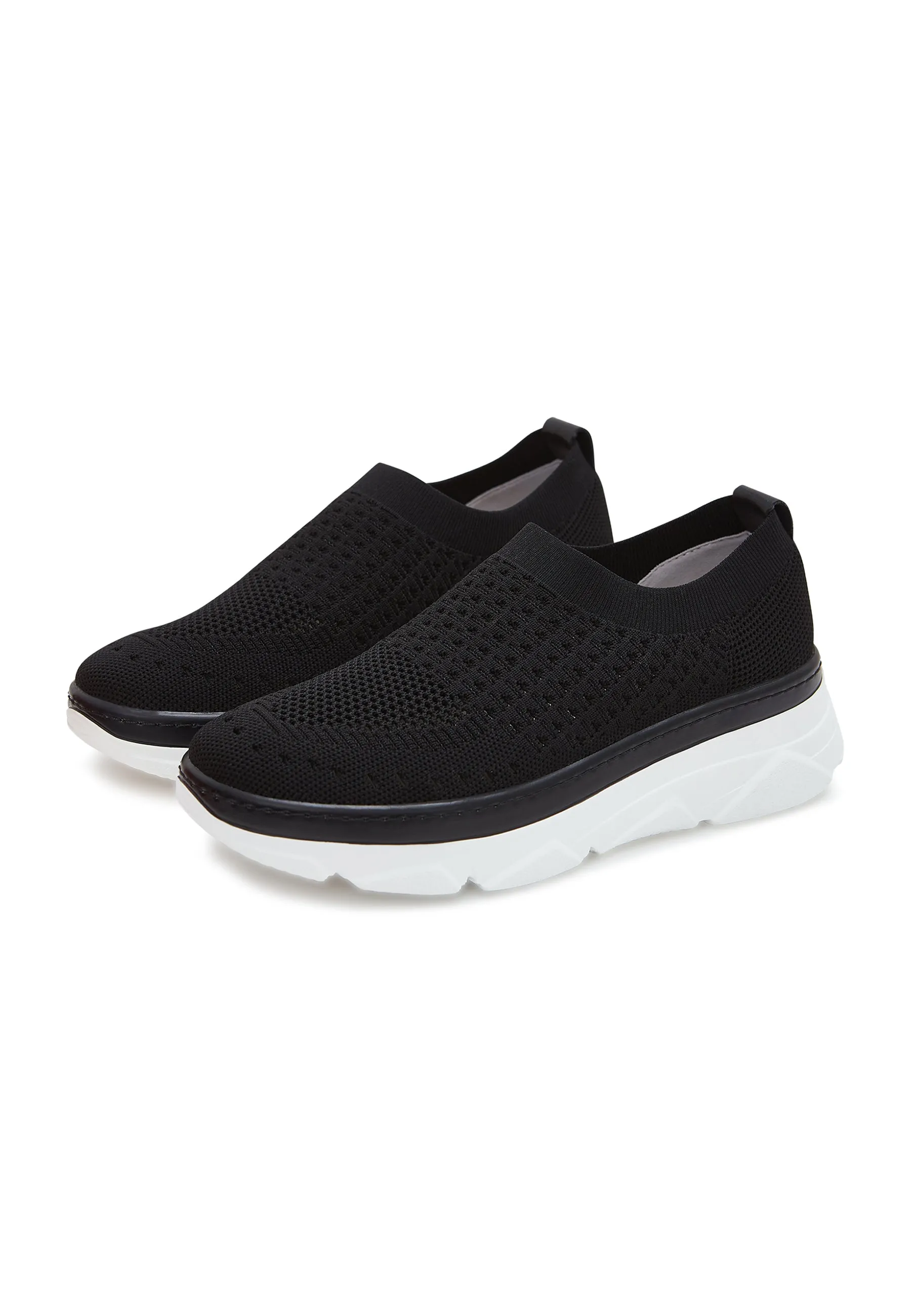 Knit Slip-On Sneakers - Black