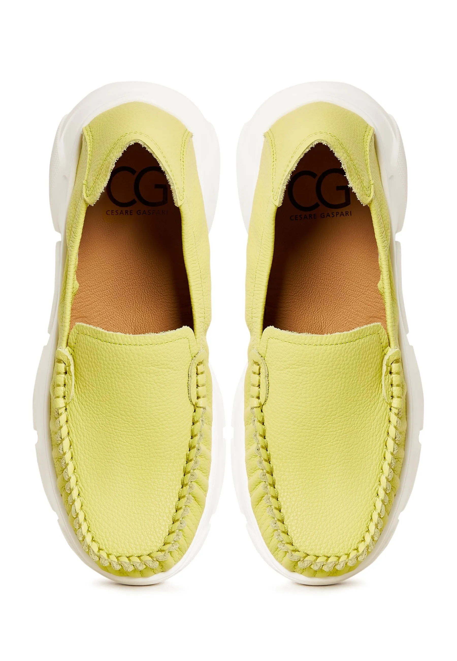 Leather Platform Moccasins Alisa - Green