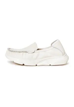 Leather Platform Moccasins Alisa - White