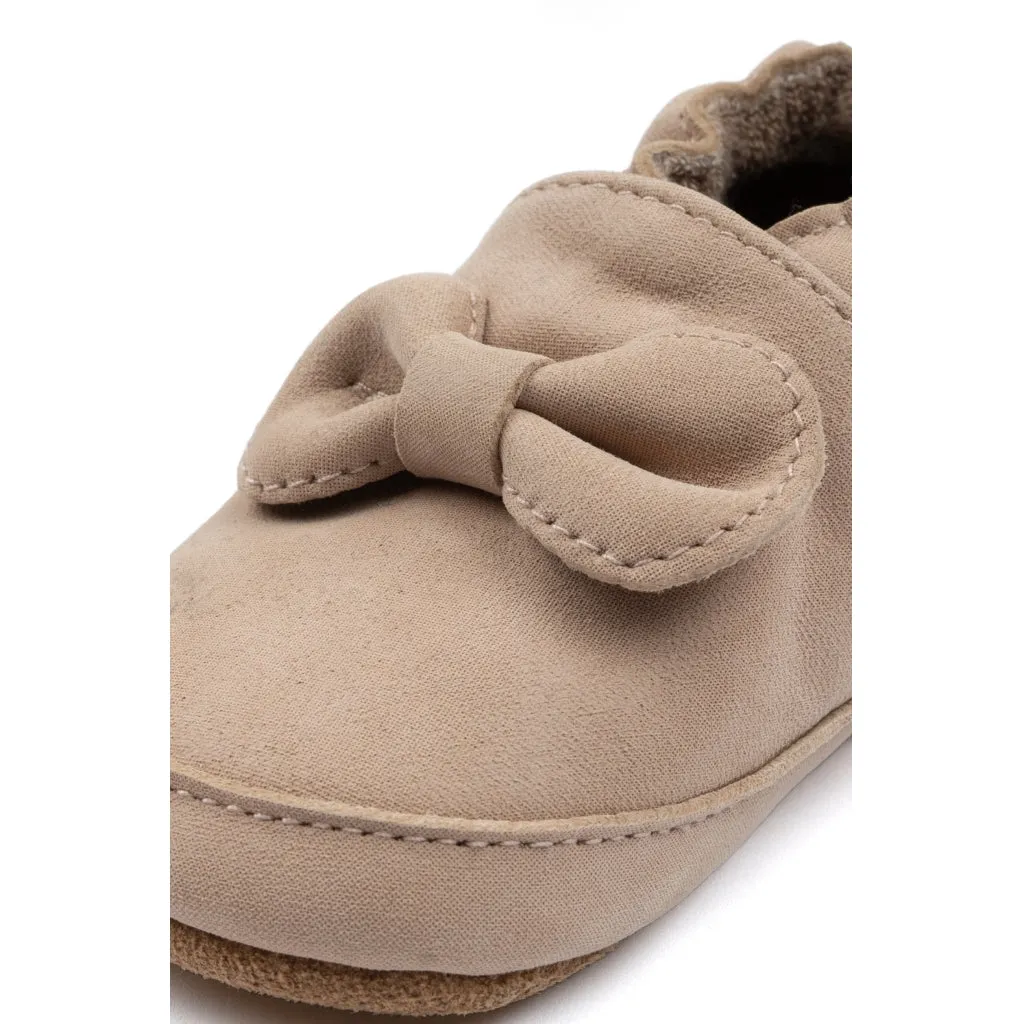 Leather Slippers (Bow) - Warm Taupe