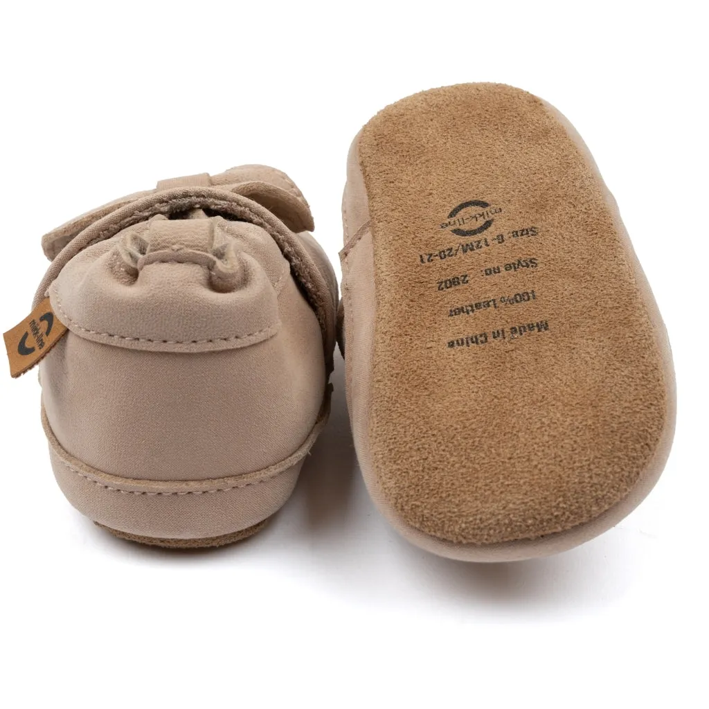 Leather Slippers (Bow) - Warm Taupe