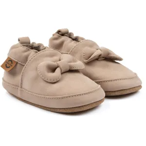 Leather Slippers (Bow) - Warm Taupe