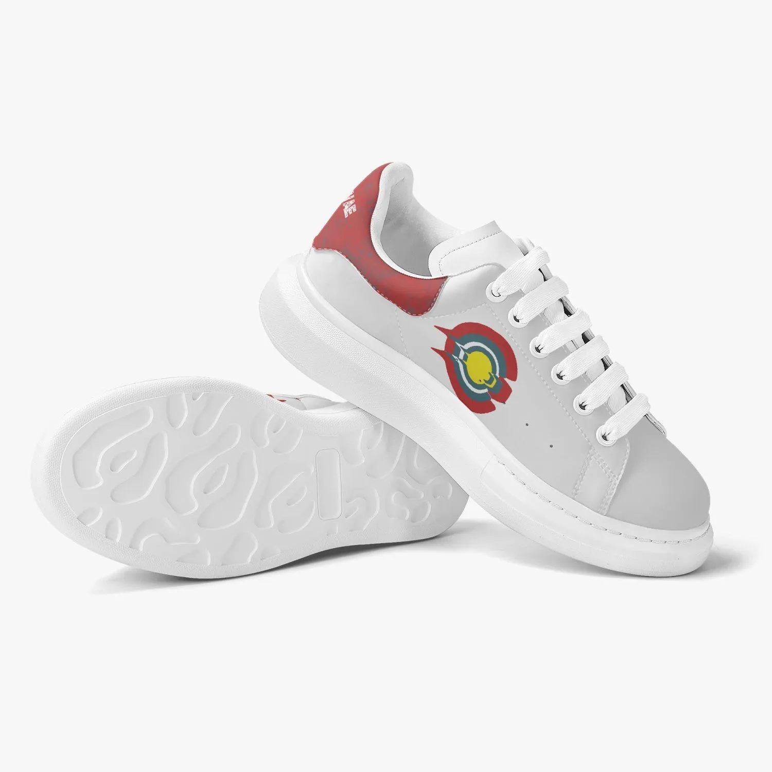 Lifestyle Low-Top Leather Sneakers White/Red heel