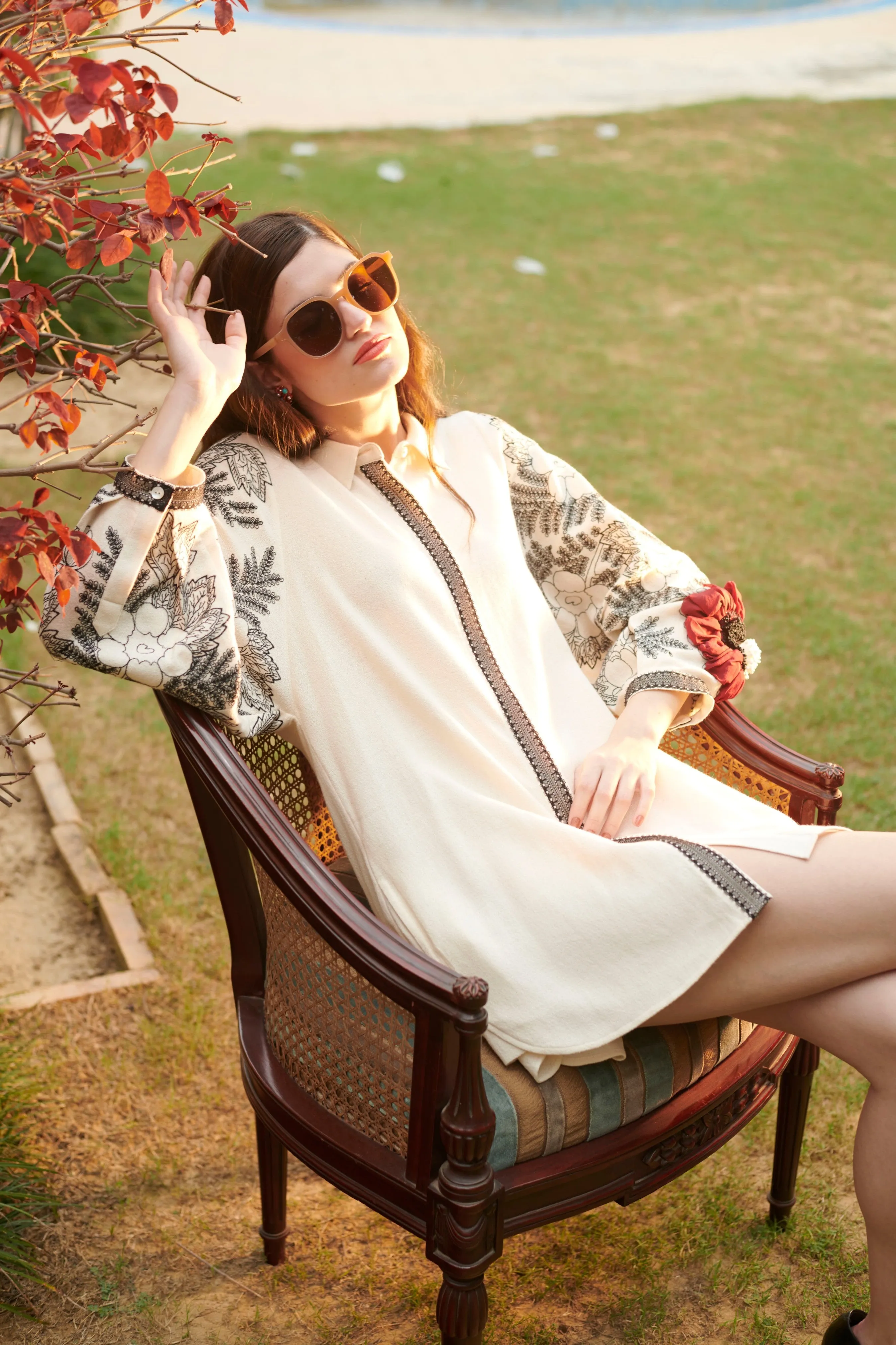 Luxurious Embroidered Full Sleeves Shirt Dress for Women