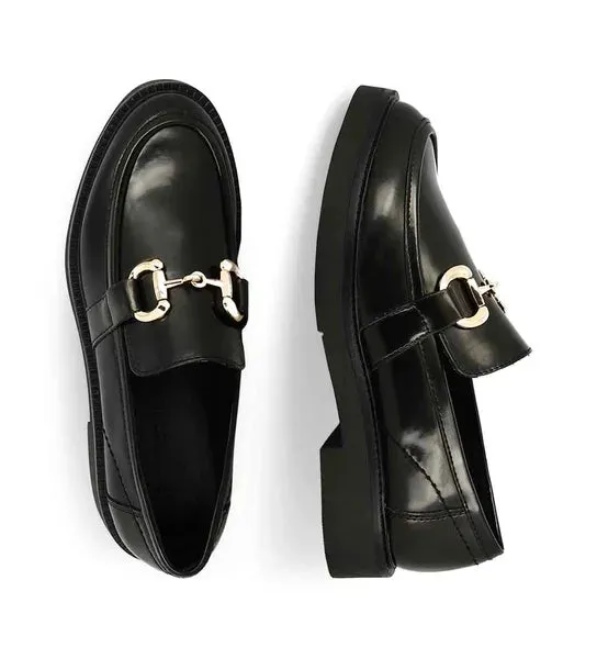 Marco Tozzi Black Moccasins with Metallic Detail