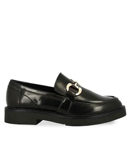 Marco Tozzi Black Moccasins with Metallic Detail