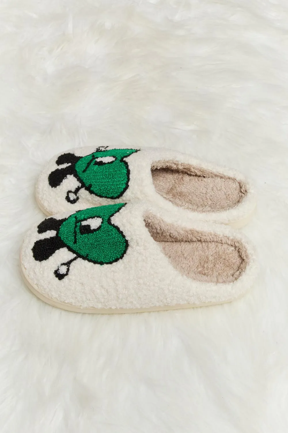 Melody Love Heart Print Plush Slippers