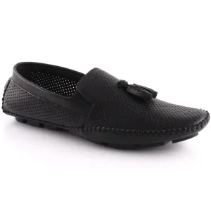 Men “BERIN” Perforated Stitched Detail Dual Shade Tassel Moccasin Shoes