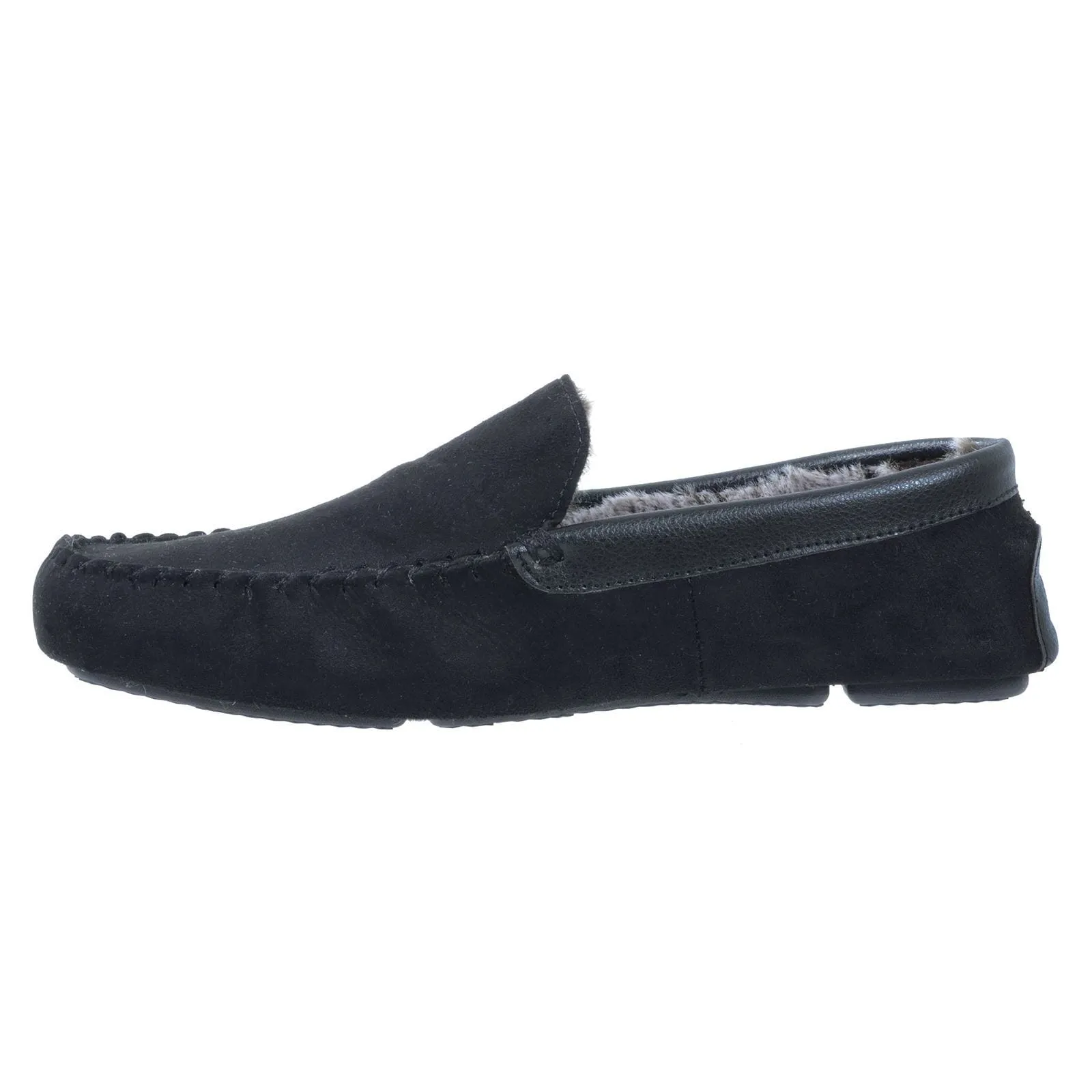 Mens Moccasin Slippers Luxury Microsuede Fur Lining Non-Slip