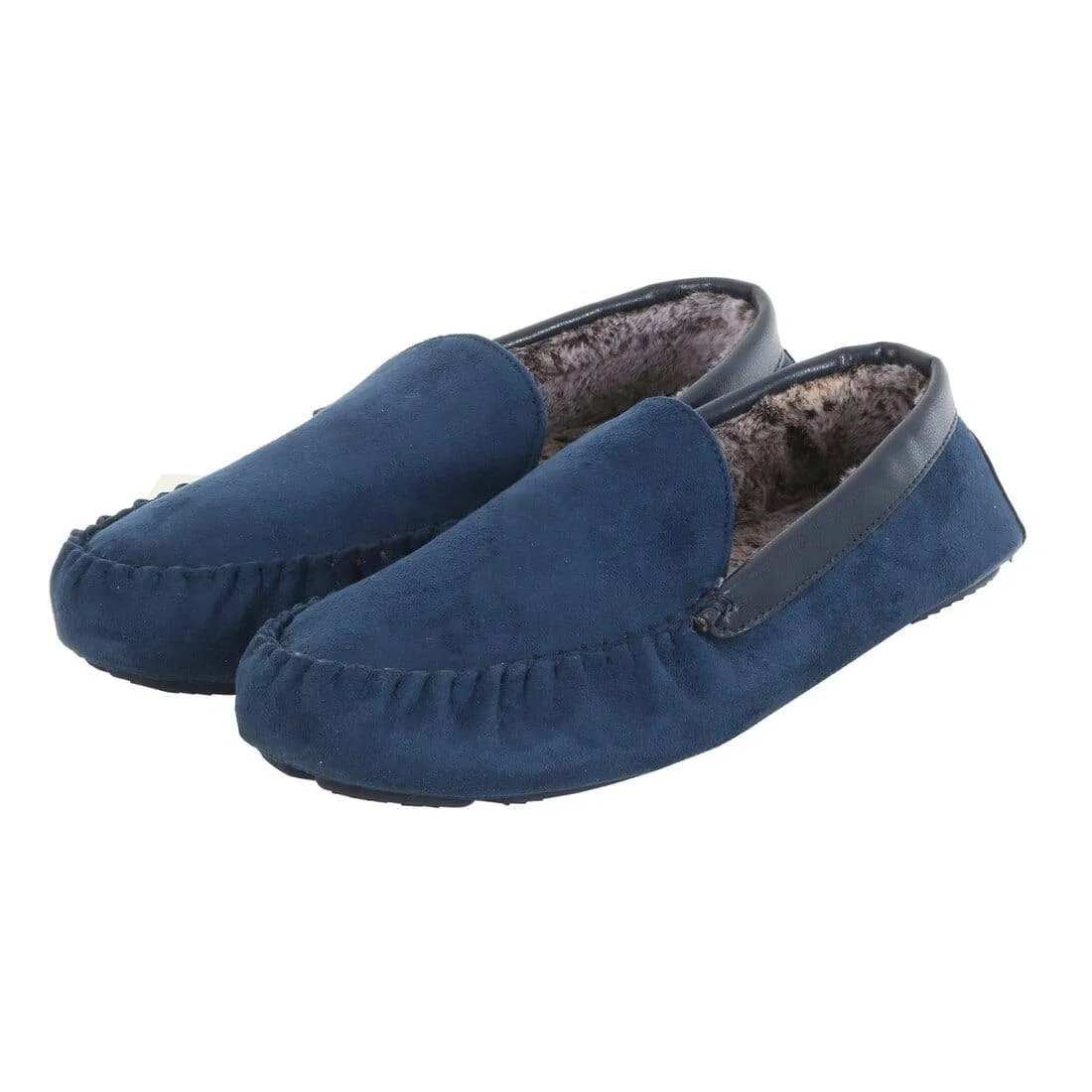 Mens Moccasin Slippers Luxury Microsuede Fur Lining Non-Slip