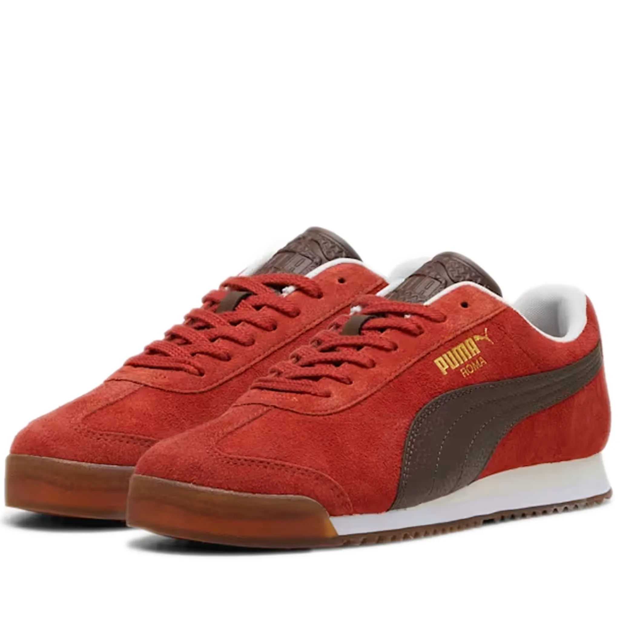 Men's Puma Roma Suede Shoes - Mars Red/ Espresso Brown/ Gum