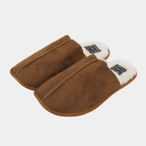 Mens Tan Faux Suede Slippers