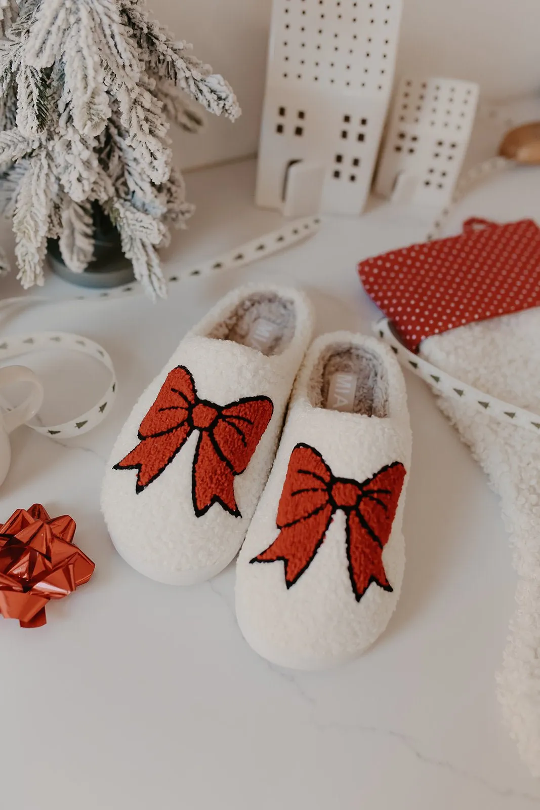 MIA Cozi Red Bow Slippers