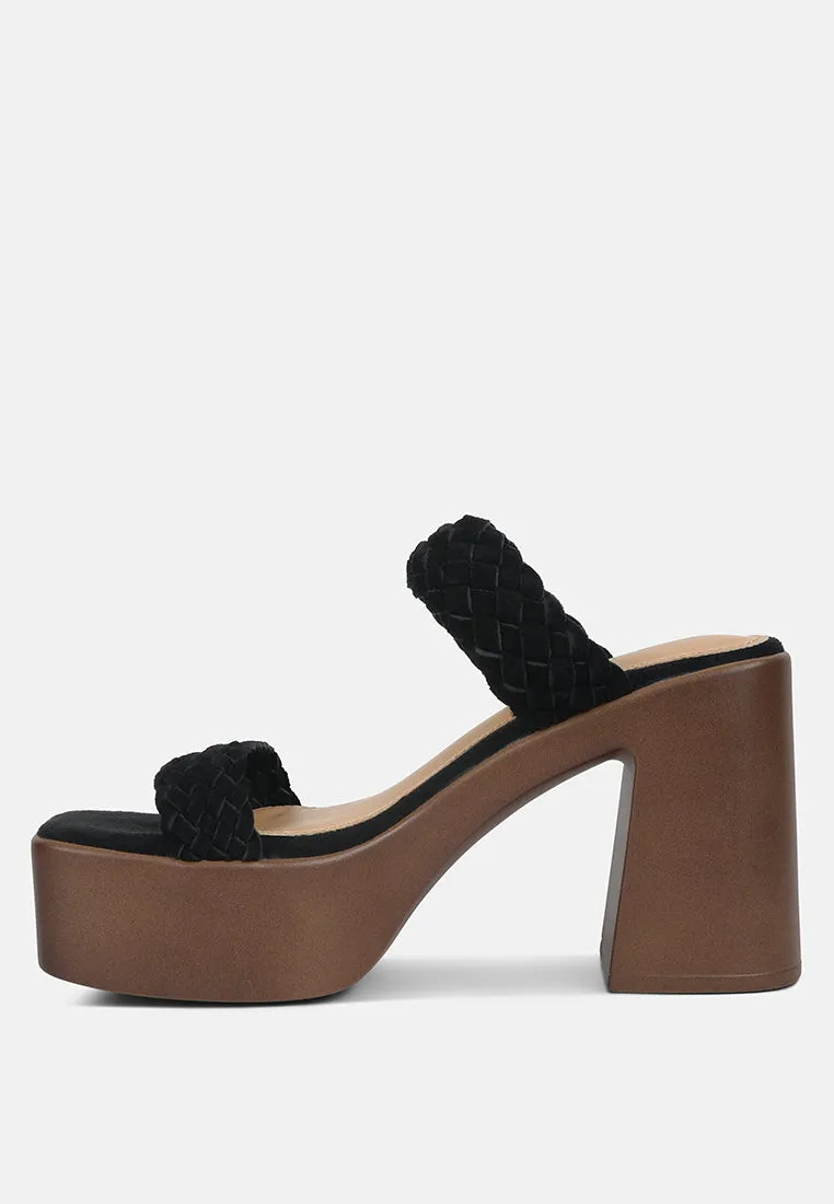 Misaki Woven Suede Strap Platform Sandals