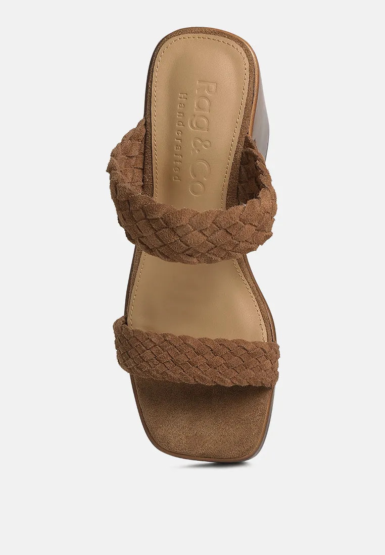 Misaki Woven Suede Strap Platform Sandals