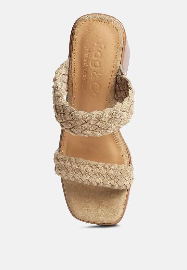 Misaki Woven Suede Strap Platform Sandals