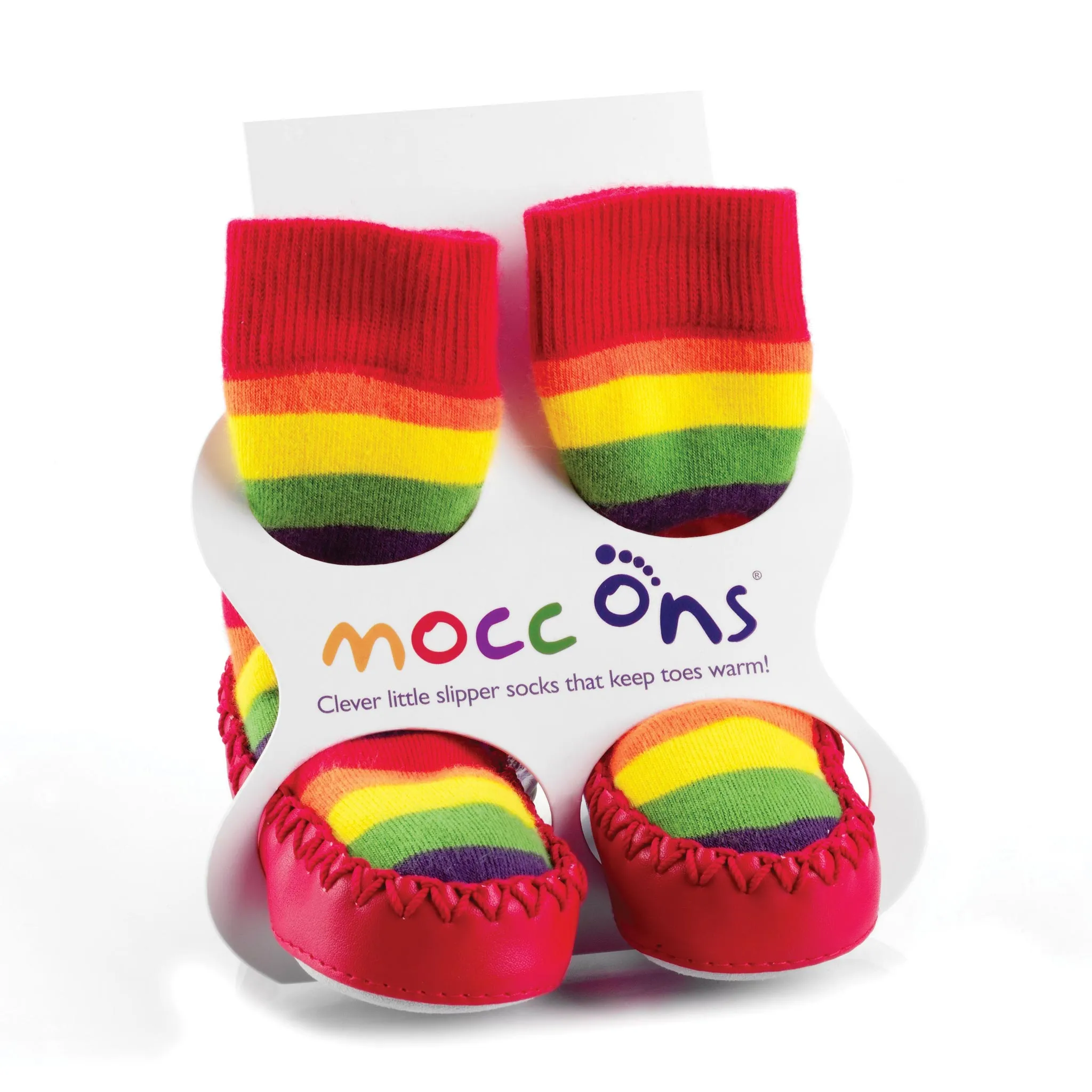 Mocc Ons Slipper Socks (Rainbow Stripe)