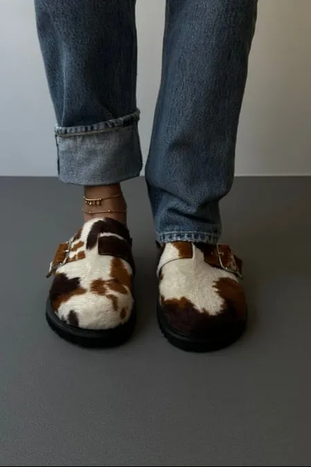 Moo Cow Print Clogs