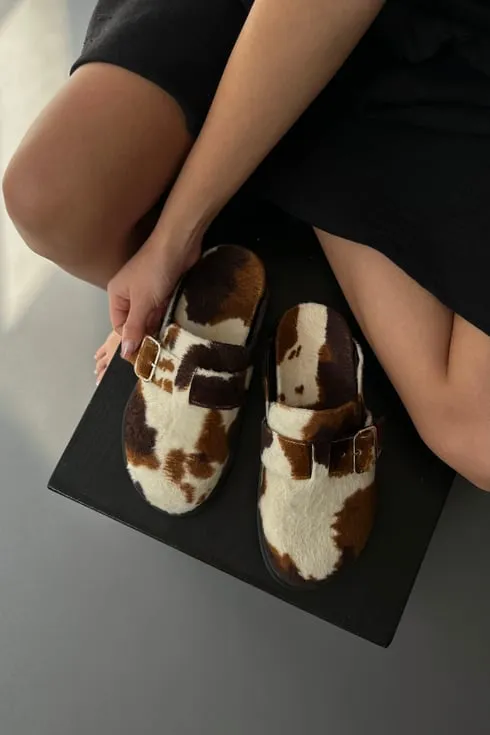 Moo Cow Print Clogs