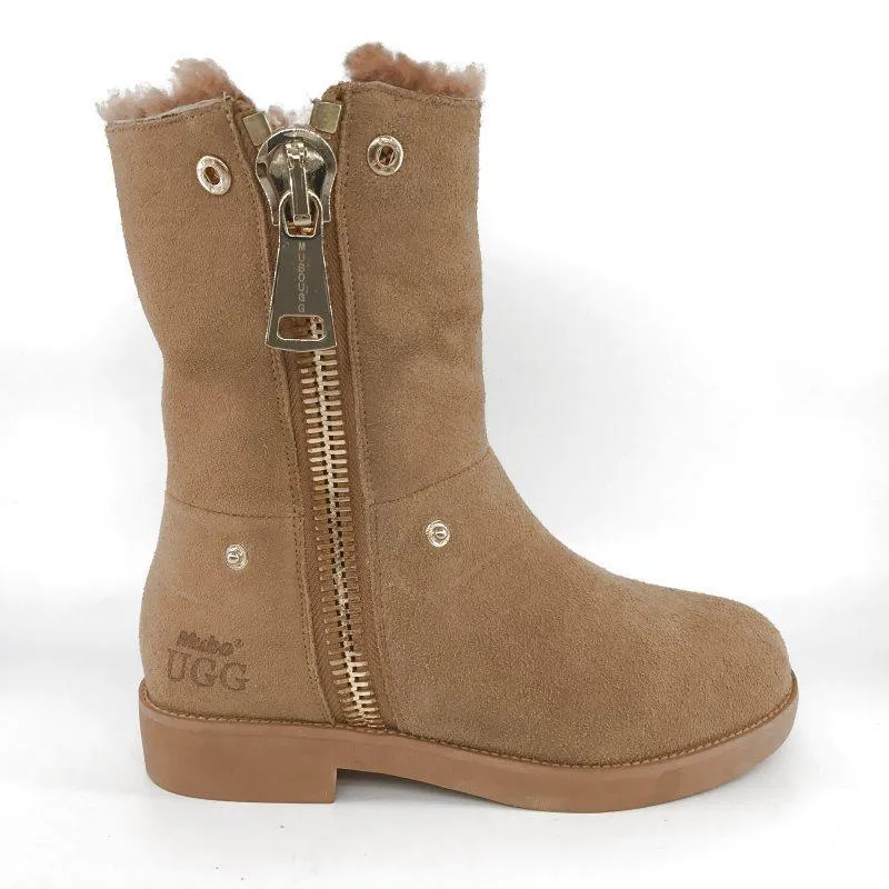 MUBO UGG BOOTS Heels TPR Sole Chestnut