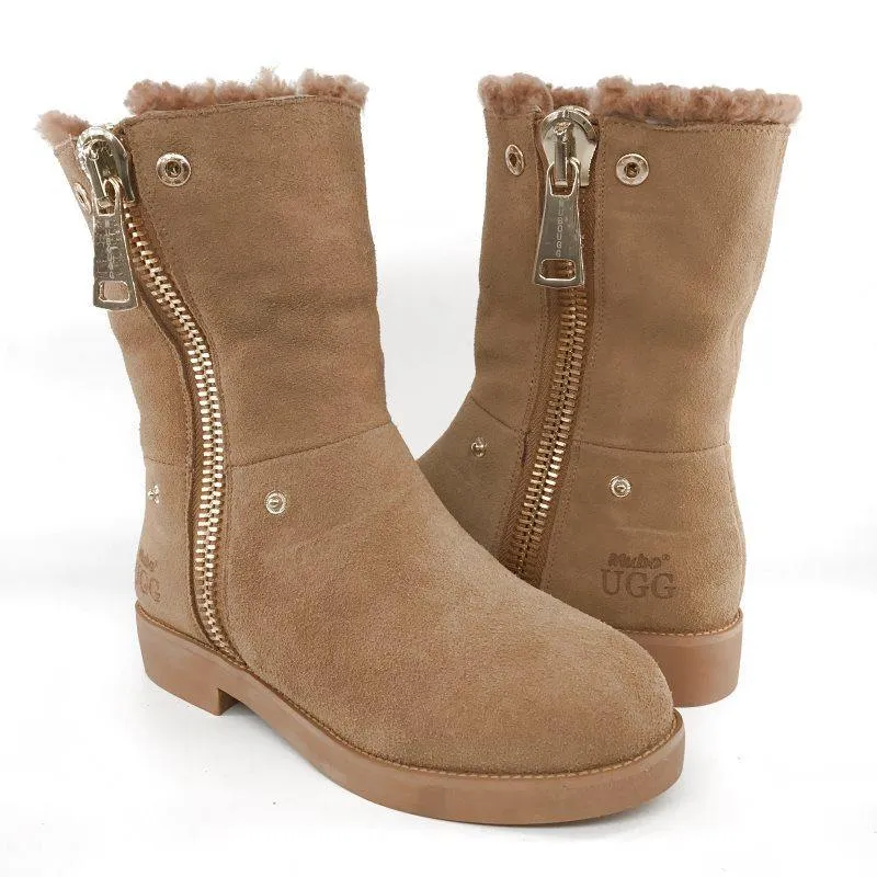 MUBO UGG BOOTS Heels TPR Sole Chestnut