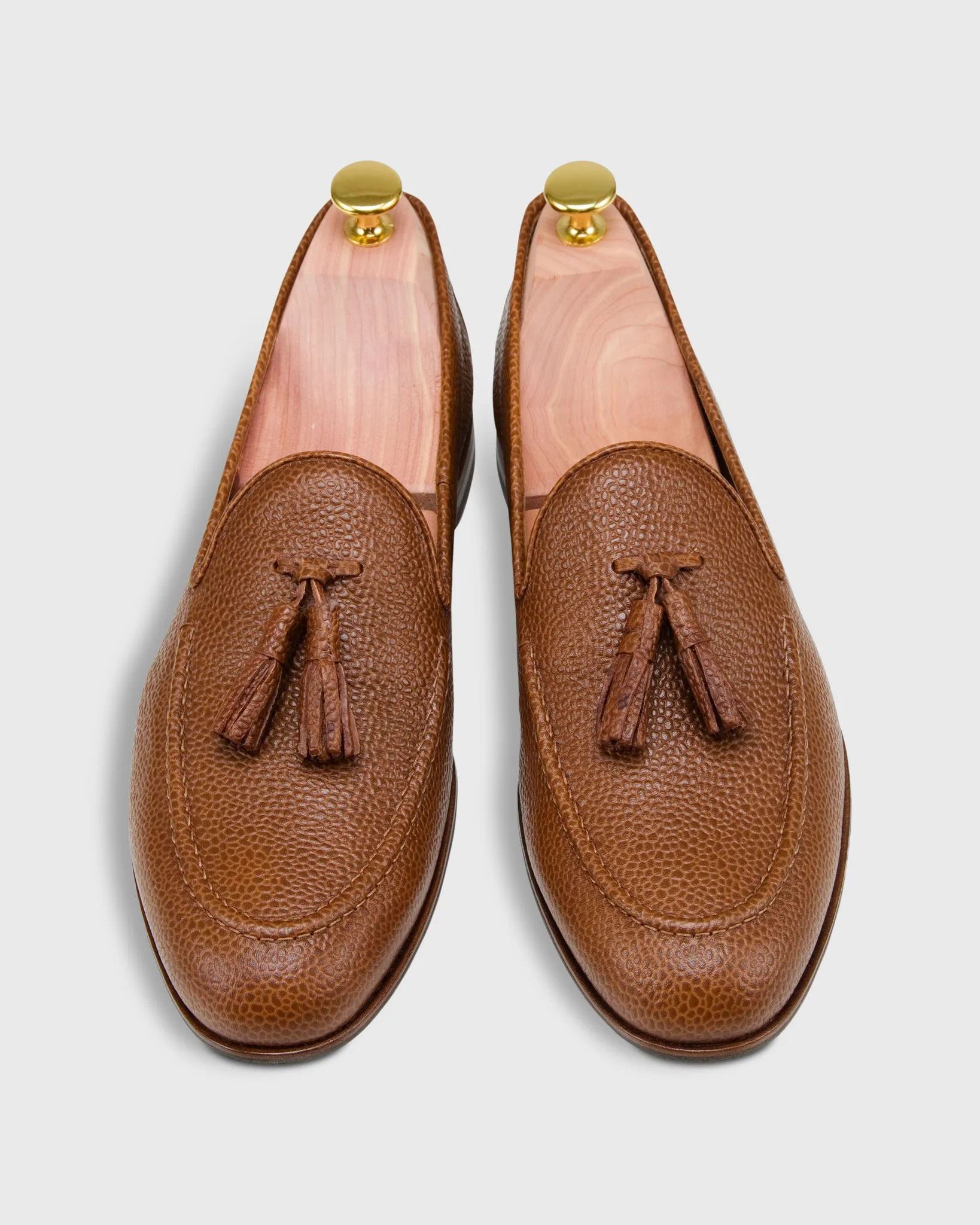 Nassau Tassel Loafer in Tobacco Pebble Grain Leather