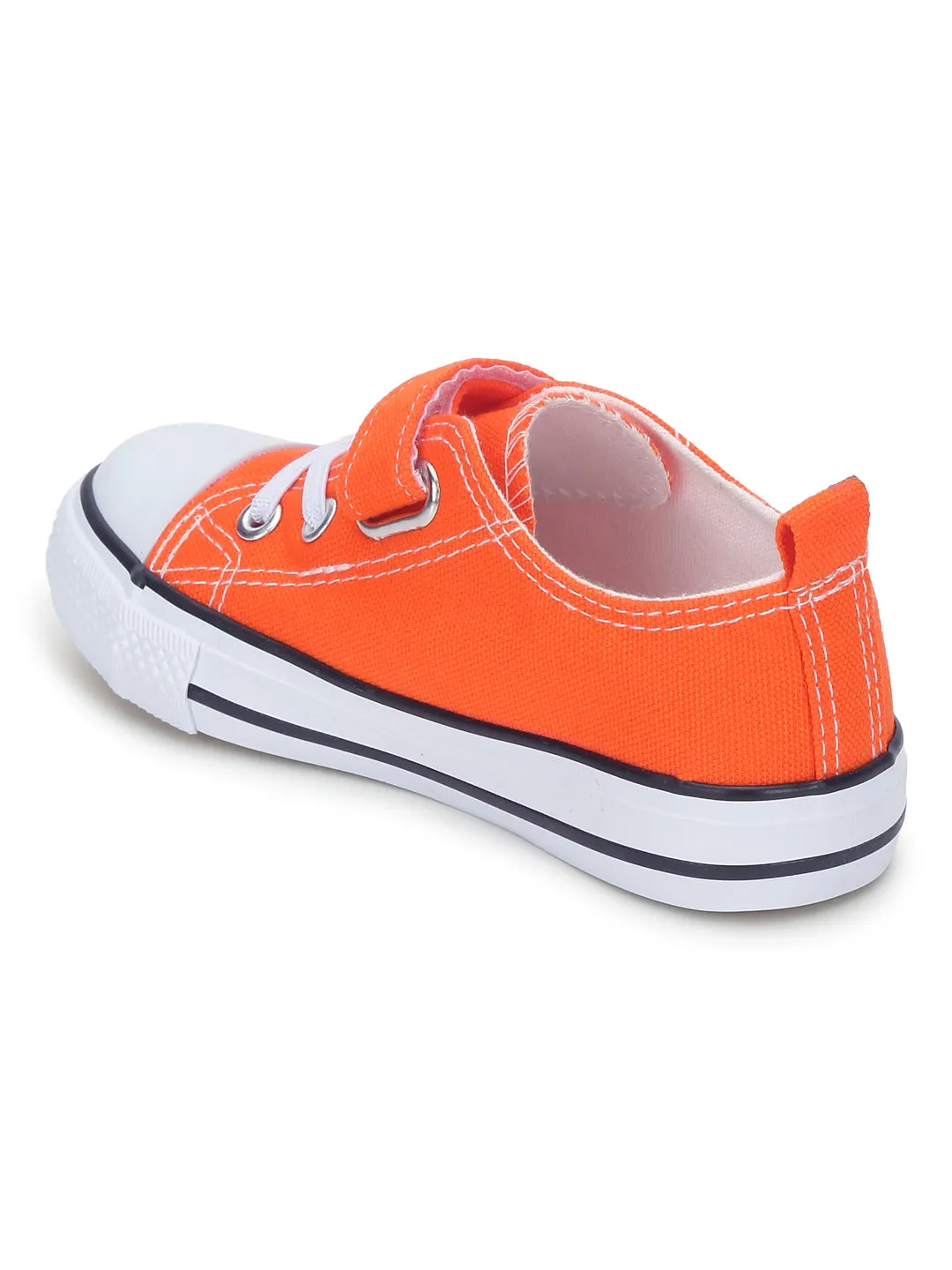 Orange Canvas Stylish Velcro Sneakers For Kids-Unisex (TC-VKCAN3-ORA)