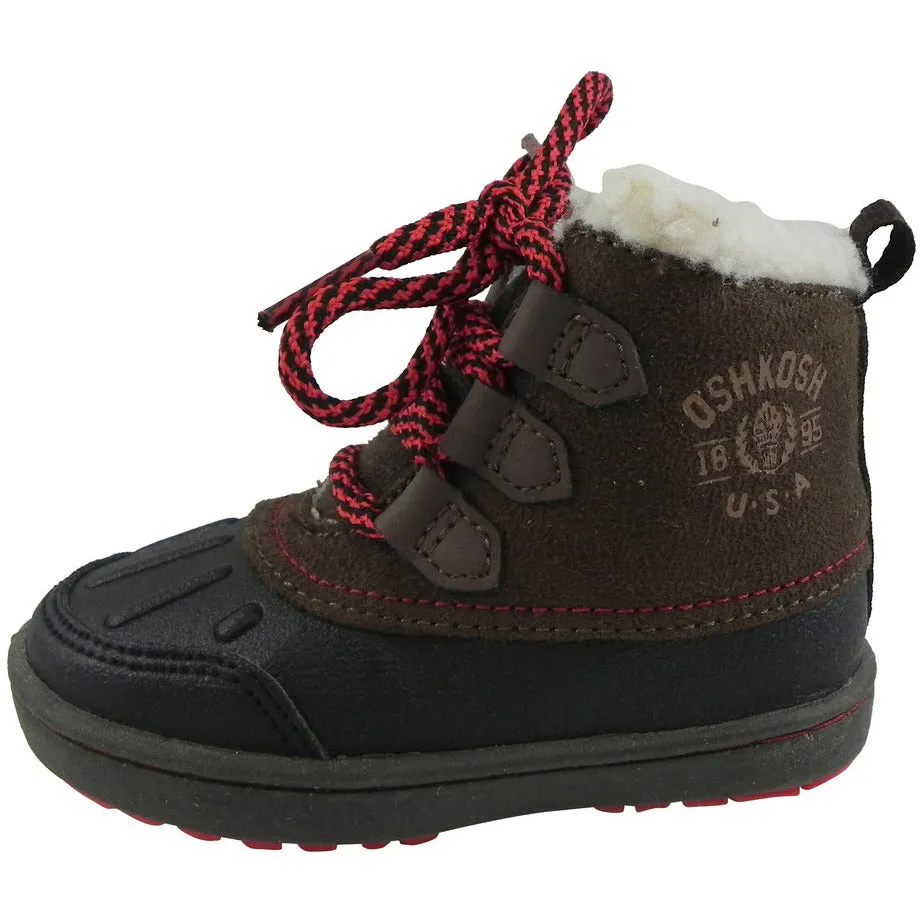 OshKosh Boy's Harrison Lace Up Extra Warm Winter Boots Black/Brown