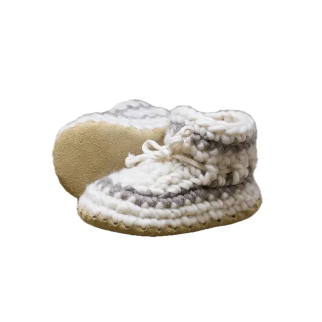 Padraig Cottage Children's Slippers - Cream Stripe