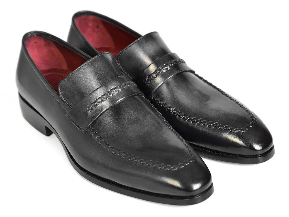 Paul Parkman Apron Toe Strap Loafers Gray / Black