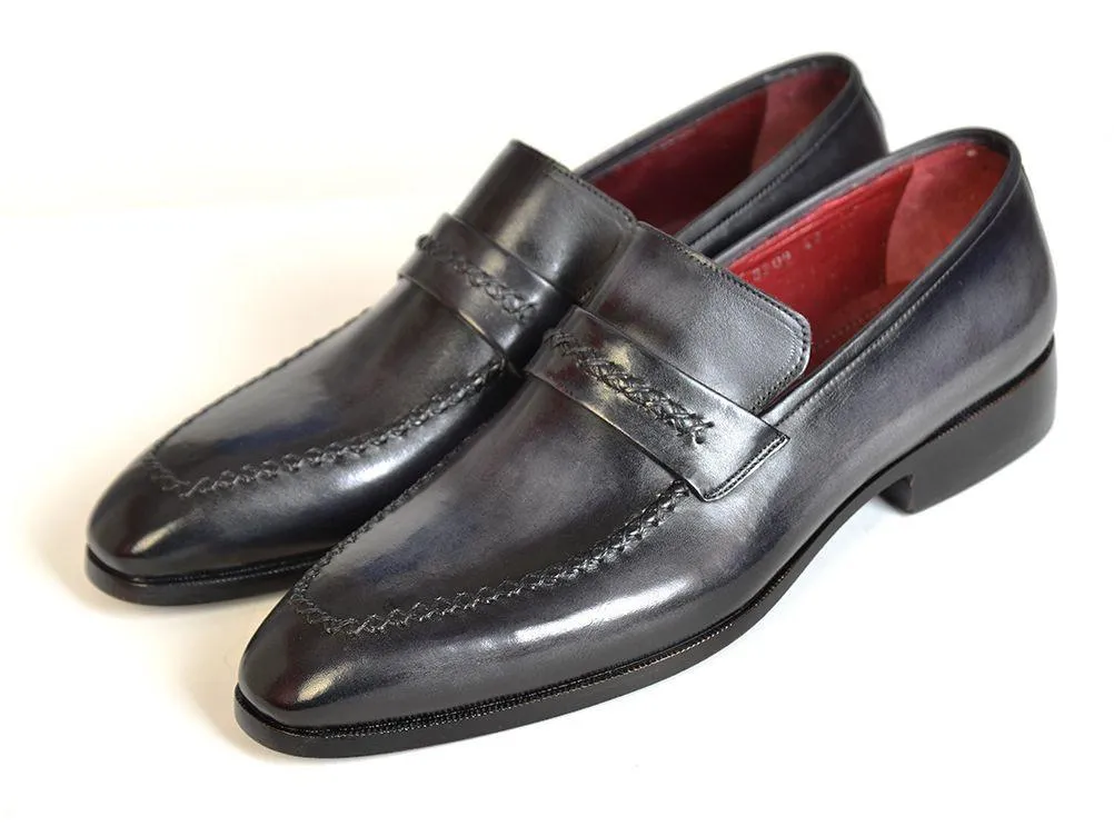 Paul Parkman Apron Toe Strap Loafers Gray / Black