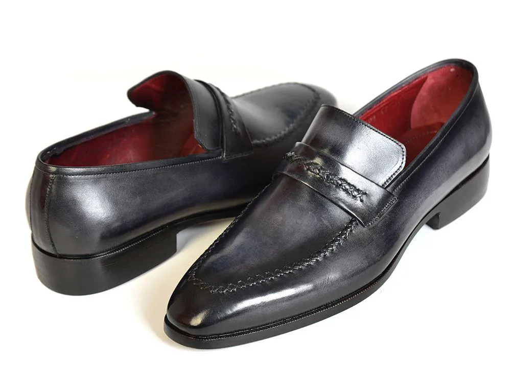 Paul Parkman Apron Toe Strap Loafers Gray / Black