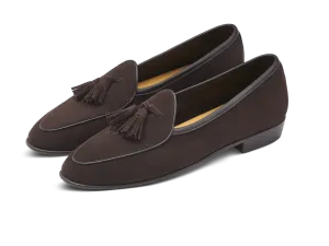 Sagan Classic Tassel Loafers in Lusitanias Dark Brown Asteria Suede