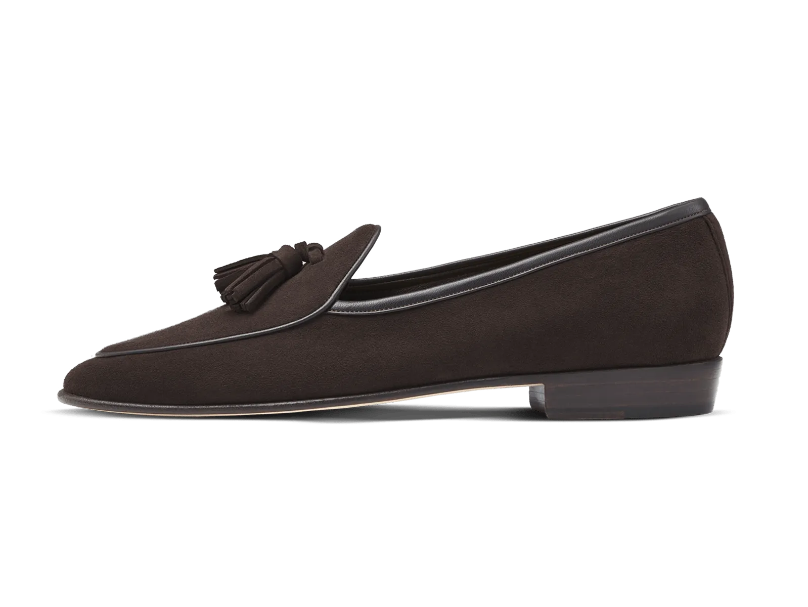 Sagan Classic Tassel Loafers in Lusitanias Dark Brown Asteria Suede