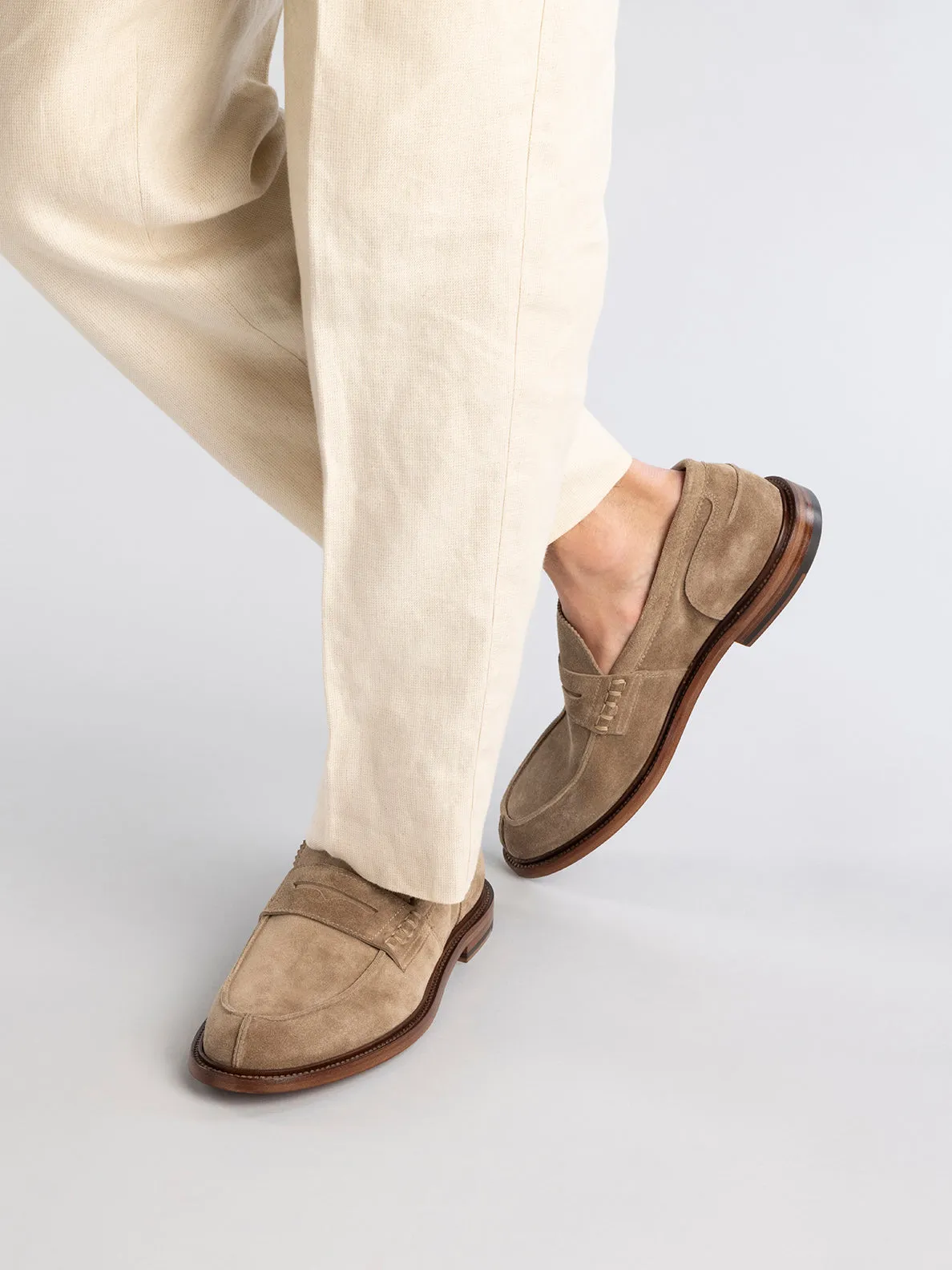 SAX 001 - Taupe Suede Penny Loafers