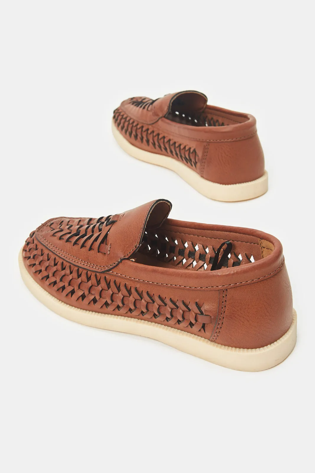 Senior Boys Brown Woven Loafer